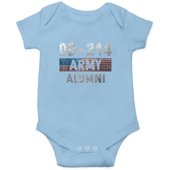 Dd-214 Us Army Alumni Vintage American Flag Military Gift Baby Bodysuit