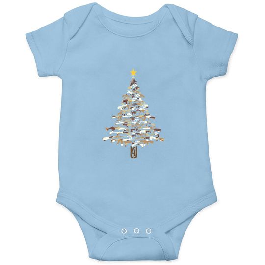 Guns Christmas Tree -camo Print Xmas  baby Bodysuit
