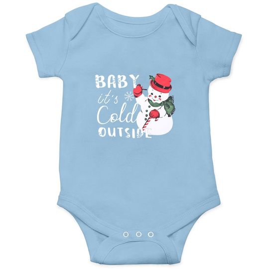 Baby It's Cold Outside Christmas Plaid Splicing Snowman Baby Bodysuit