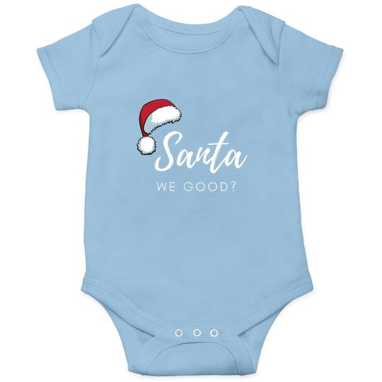 Santa We Good Santa Hat Baby Bodysuit