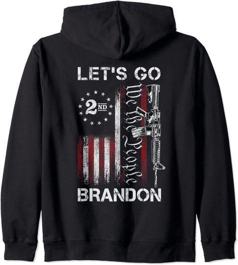 Gun American Flag Patriots Let's Go Brandon  Zip Hoodie