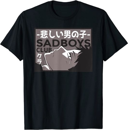 Sad Boy Anime T-Shirt Sad Boys Club - Anime Boy Illustration Japanese