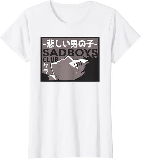 Sad Boy Anime T-Shirt Sad Boys Club - Anime Boy Illustration Japanese