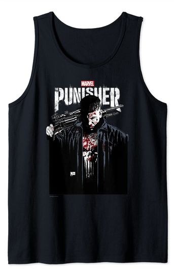 Marvel The Punisher Bloody Face Portrait Logo Tank Top