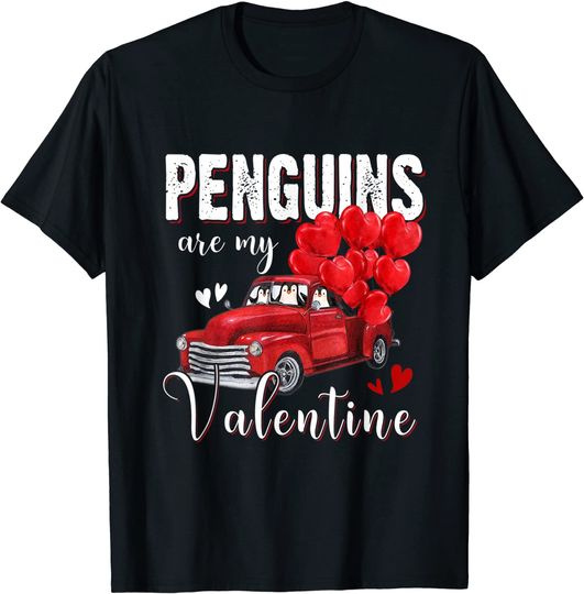 Vintage Truck Penguins Are My Valentine Day Animal Lover T-Shirt