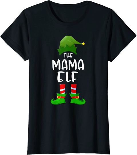 Womens The Mama Elf Christmas Party Pajama T-Shirt