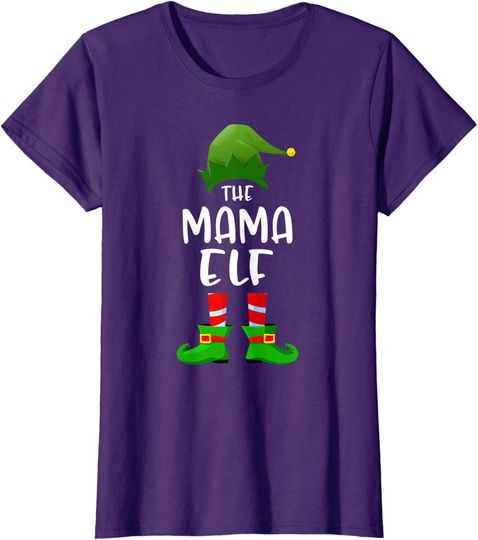 Womens The Mama Elf Christmas Party Pajama T-Shirt