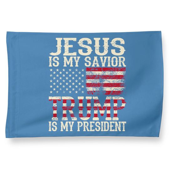 Funny American Jesus Is My Savior Trump Is My President Gift House Flag