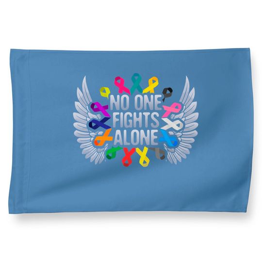 No One Fights Alone Multicolor Ribbon For Cancer Awareness House Flag