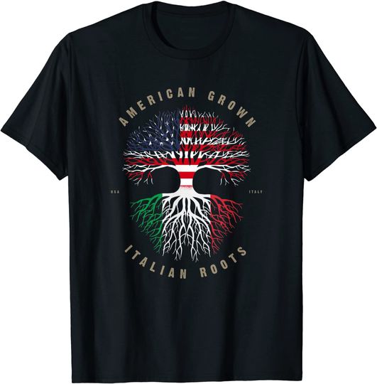 Italian American Flag T-shirt American Grown Italian Roots Italy Flag