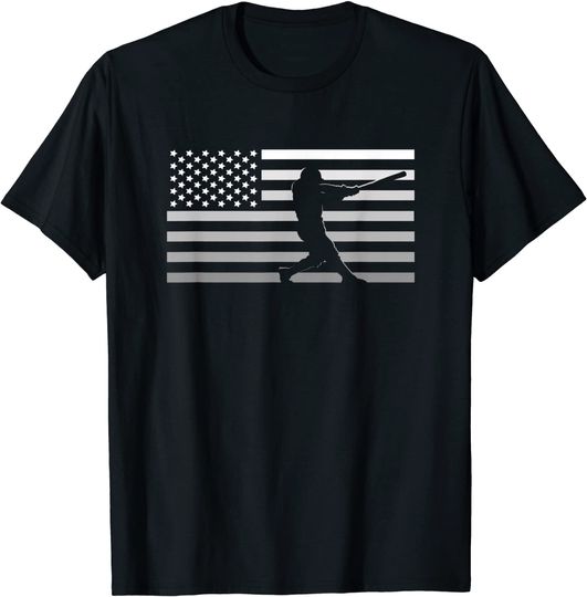 Softball Silhouette T-Shirt American Flag Baseball Clothing - Baseball