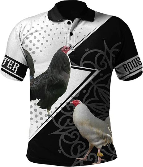 Rooster 3D Printed Unisex Polo Shirts