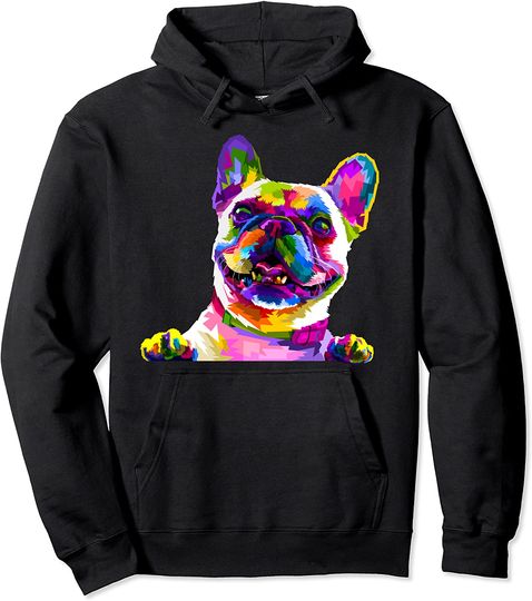 Frenchie French Bulldog Pop Art Portrait Bouledogue Pullover Hoodie
