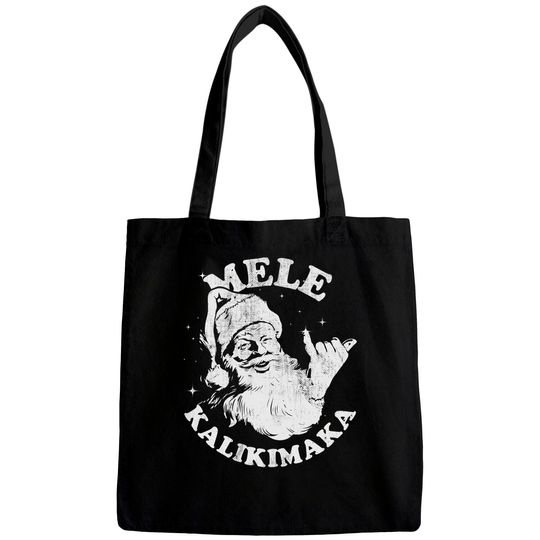 Retro Christmas Mele Kalikimaka Santa Shaka Hawaii Tote Bag