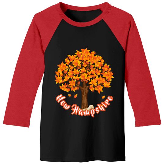 Distressed Visit New Hampshire Autumn Leaves Leaf Peeping Baseball Tee