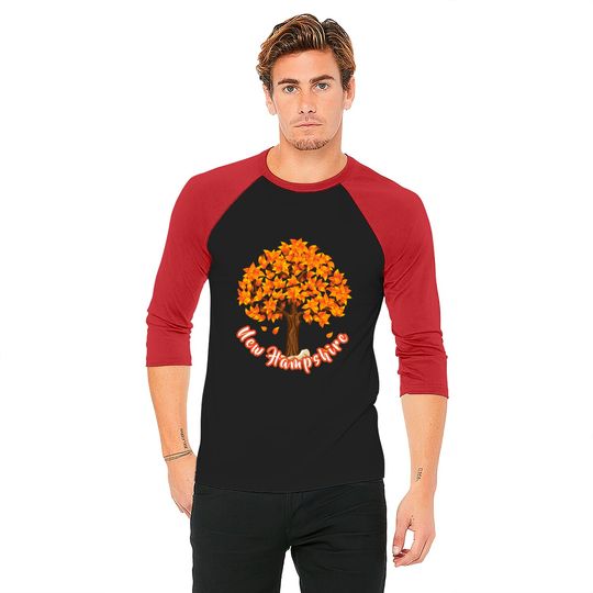 Distressed Visit New Hampshire Autumn Leaves Leaf Peeping Baseball Tee