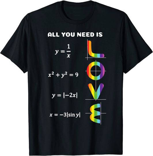 Funny All You Need is Love Pride Math T-Shirt