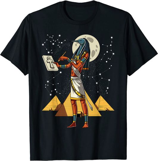 Thoth Egyptian God Ancient Egyptian Pyramids Ankh Symbol T-Shirt