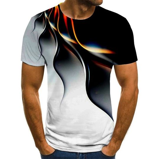 Men T-shirt 3D Print Graphic Geometric 3D Holiday Tops Streetwear