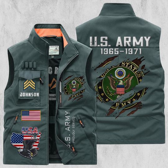 Customized U.S Veteran Proudly Served Multi Pocket Vests
