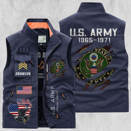 Customized U.S Veteran Proudly Served Multi Pocket Vests