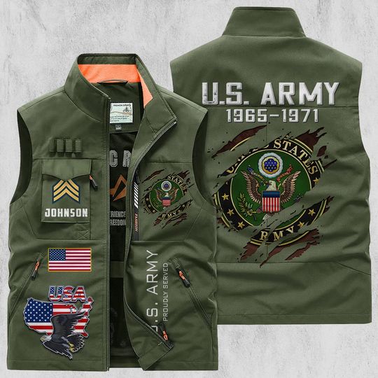 Customized U.S Veteran Proudly Served Multi Pocket Vests