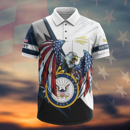 Customized Navy Ratings Polo Shirt