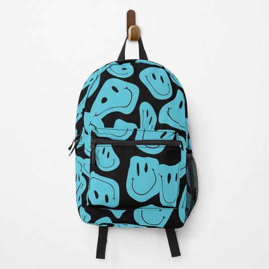 Blue Drippy Melting Smiley Backpack