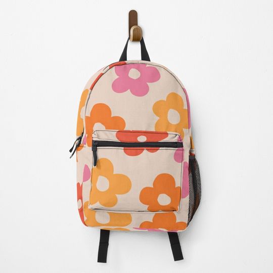 Retro 60s 70s Flowers Pattern Backpack