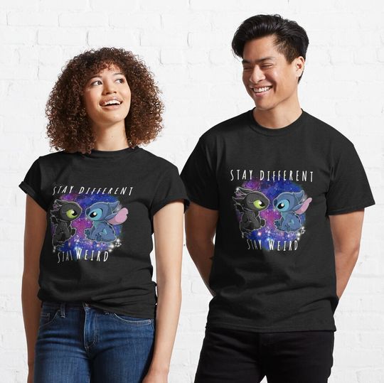 Toothless And Stitch Stay Different Stay Weird  T-Shirt