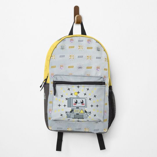 Lankybox backpacks, gray backpack with yellow, Lankibox robot backpack