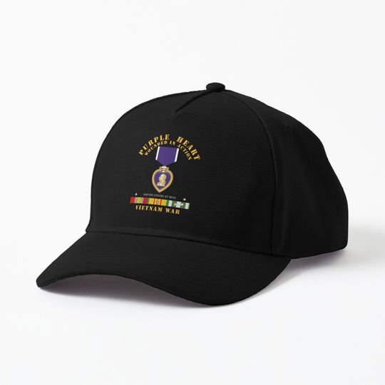 Purple Heart - Wounded In Action w Vietnam Service Ribbons Cap