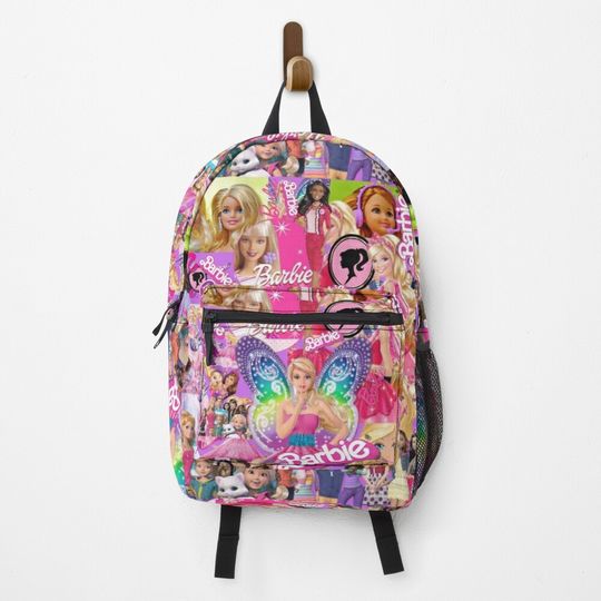 Cute Barbie Assorted Character and Logo Collage Backpack