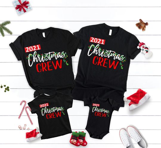 Family Christmas Crew, Christmas Lights Family Matching Custom T-Shirt