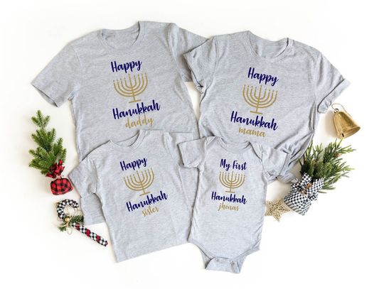 Hanukkah Custom Jewish Family Matching T-Shirt