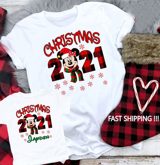 Disney Christmas 2021 Mickey And Minnie Family Matching T Shirt