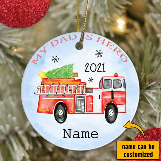 Firefighter Christmas Ceramic Circle Ornaments