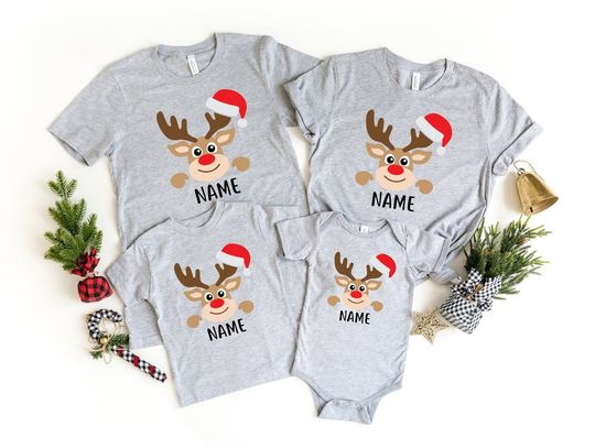 Deer Cap Christmas Family Matching Custom T-Shirt