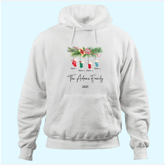 Merry Christmas Personalized Family Name Hoodies