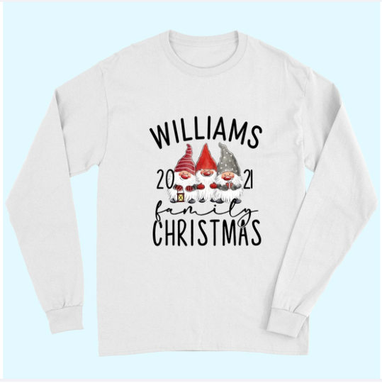 Gnome Christmas Personalized Family Name Long Sleeves