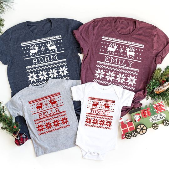 Personalized Name Ugly Christmas Family Matching T Shirt
