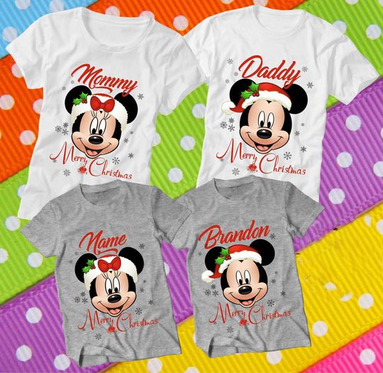 Personalized Disney Mickey And Minnie Christmas 2021 Family Matching T Shirt