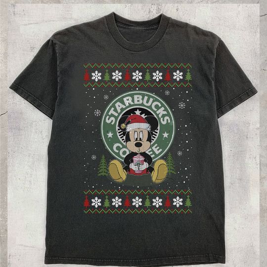 Mickey Mouse Drinking Coffee Chirtsmas Ugly Sweater Sweatshirt
