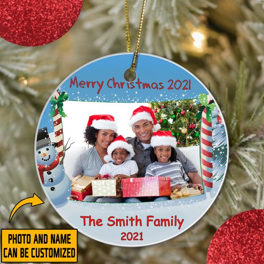 Christmas Holiday Family Personalized Ceramic Circle Ornament