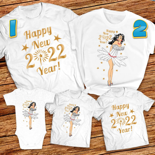 Happy New Year 2022, New Year Gold Foil, Family Matching Custom T-Shirt