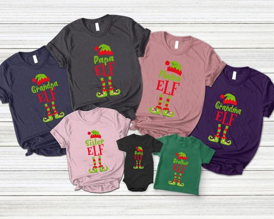 Personalized Elf Christmas Family Matching T Shirt