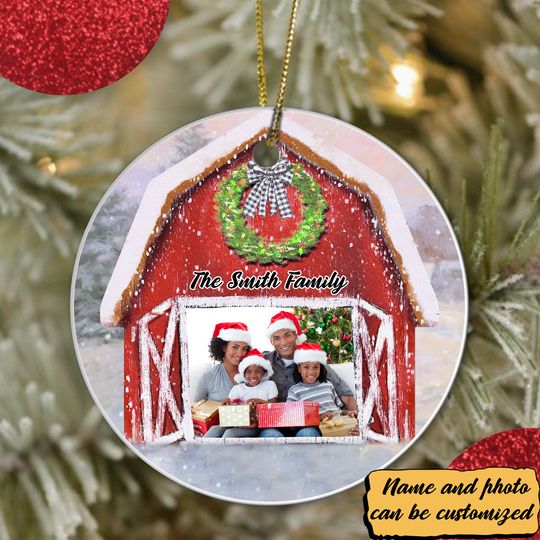 Family Christmas Personalized Ceramic Circle Ornament