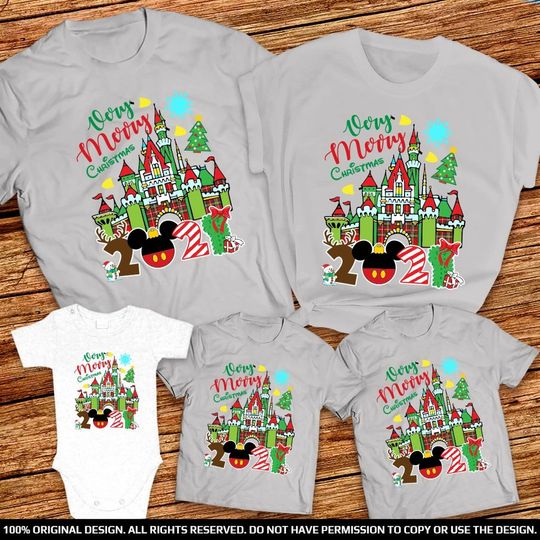 Very Merry Christmas 2021 Disneyworld Family Matching T Shirt
