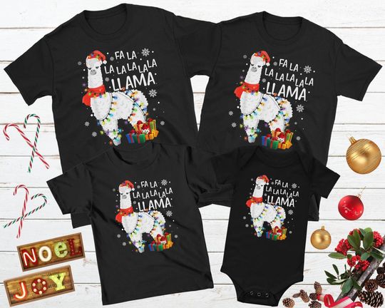 Fa La La Llama Matching Family Christmas T-Shirt