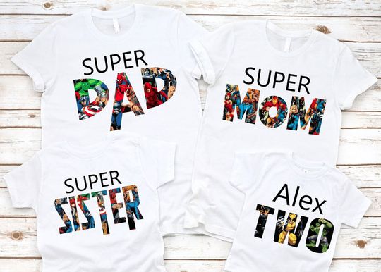 Superhero Birthday Party Matching Family Custom T-Shirt